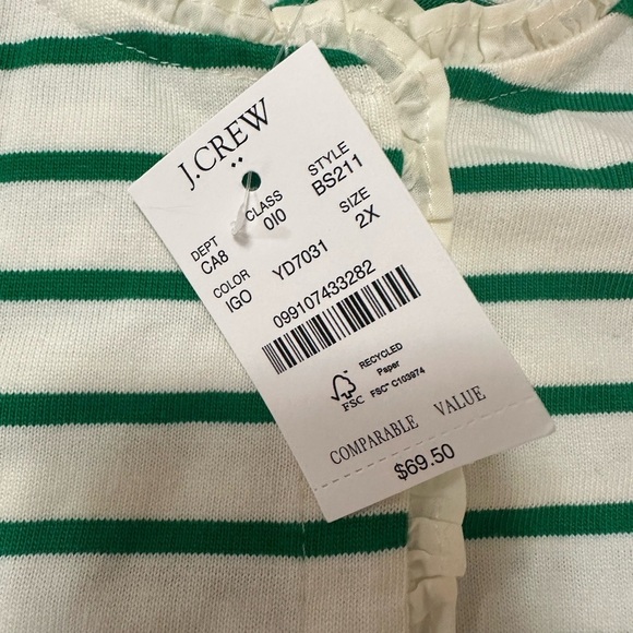 NWT J Crew Women’s Striped Henley 100% Cotton size 2x - Picture 5 of 10